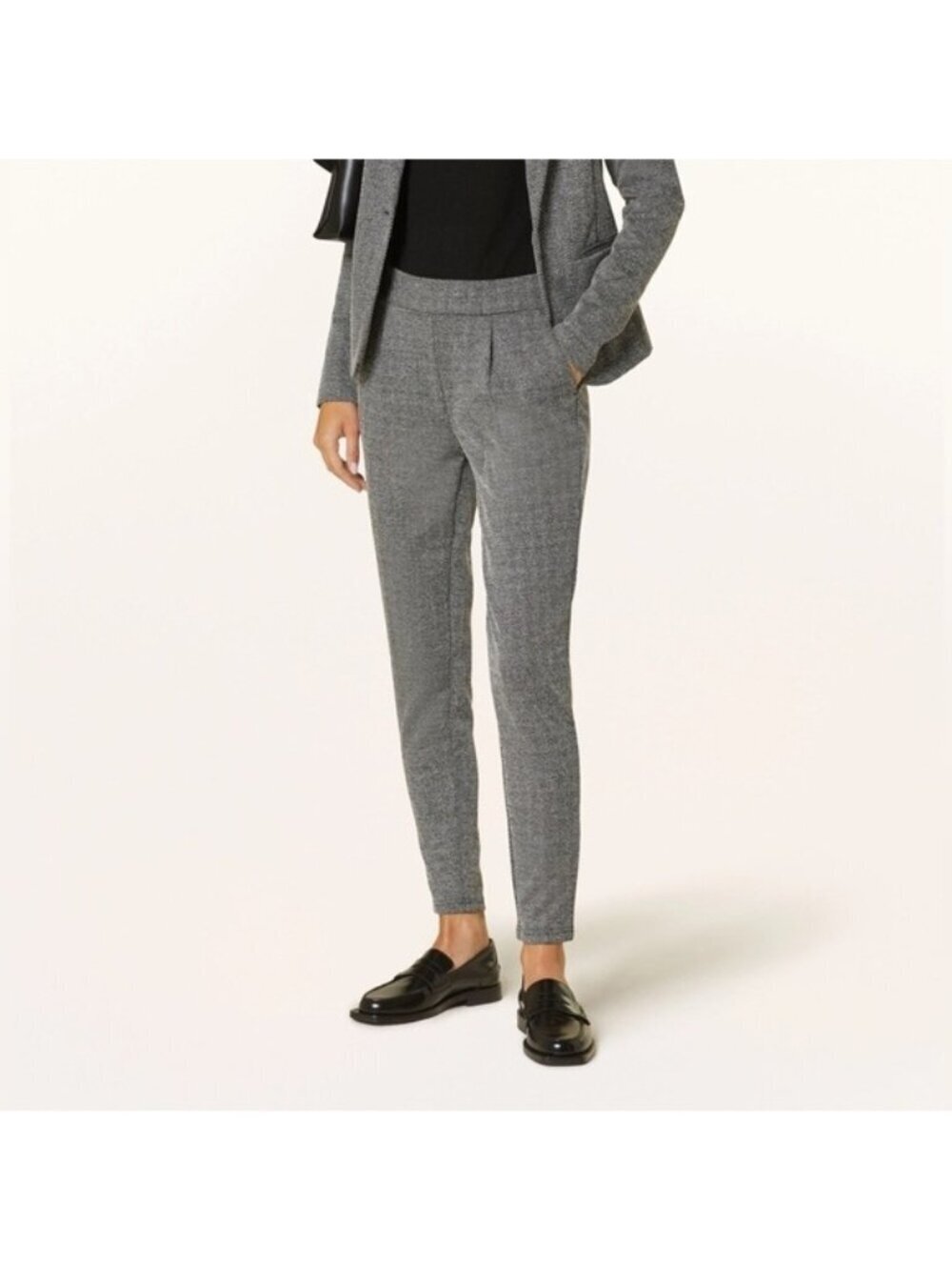 ICHI Gray Herringbone Tapered Pants – Women’s Small – Chic & Textured